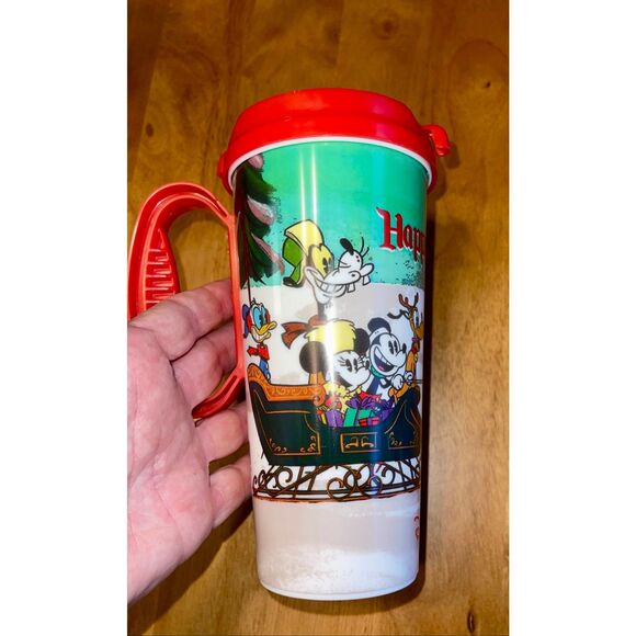 Walt Disney World Christmas Happy Holidays  Refillable Mug Cup Red Lid - Picture 1 of 5